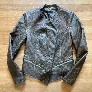 ABS Brown PU faux leather Moto fall jacket size small S b20